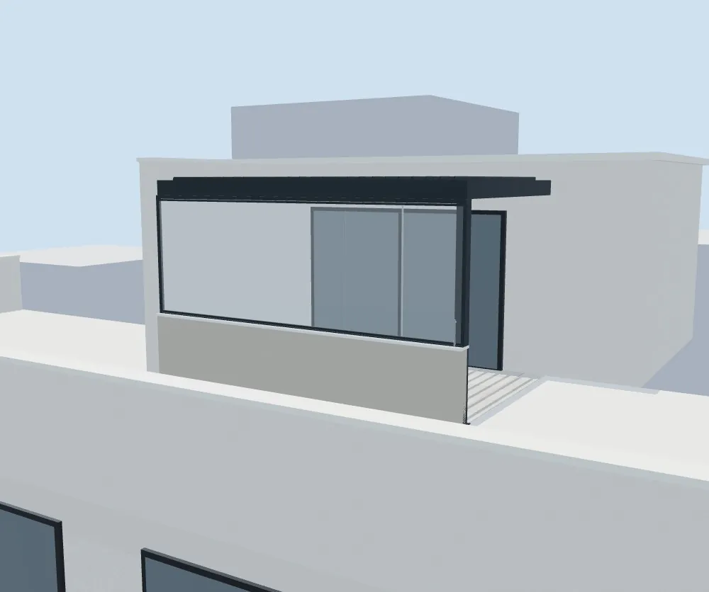 Ático con techo bioclimático de lamas orientables en el configurador 3D de cerramientos de terraza