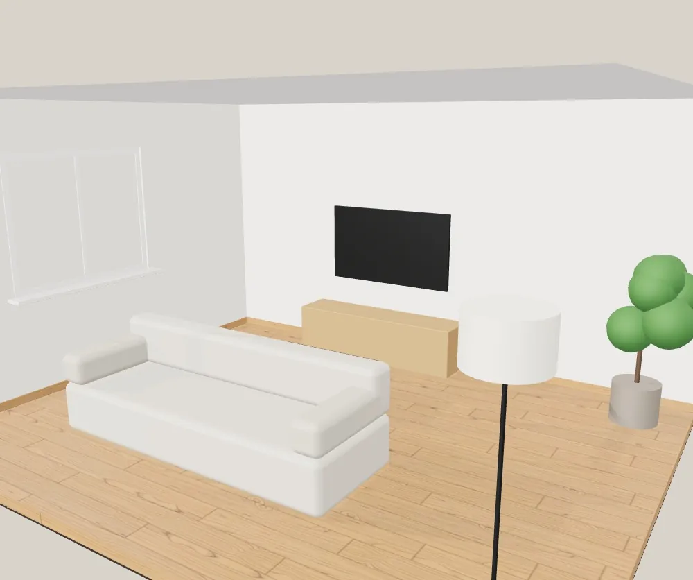 Suelo de madera en tono miel con rodapié a juego en el configurador 3D de suelos